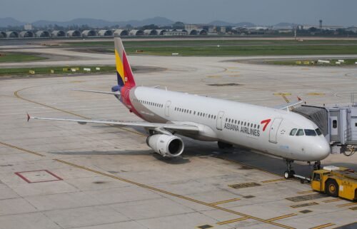 An Asiana Airlines Airbus A321-200 is seen in Hanoi