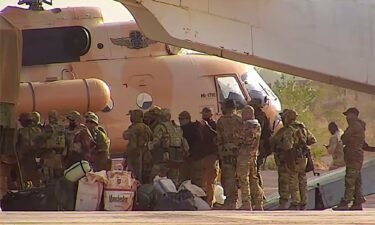 Russian mercenaries boarding a helicopter in northern Mali.