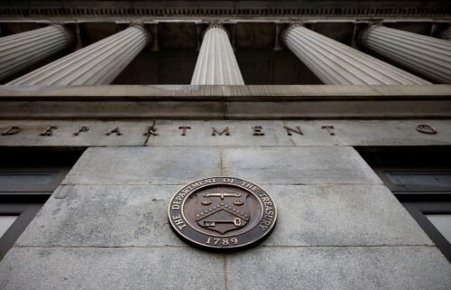 The exterior of the US Department of Treasury building is seen here on March 13 in Washington