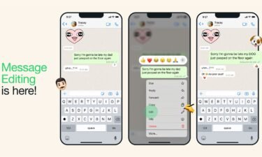 WhatsApp will now allow users to edit messages for up to fifteen minutes after they were created.
