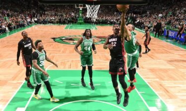 Jimmy Butler drives to the basket during Game 7 of the Eastern Conference Finals against the Boston Celtics.