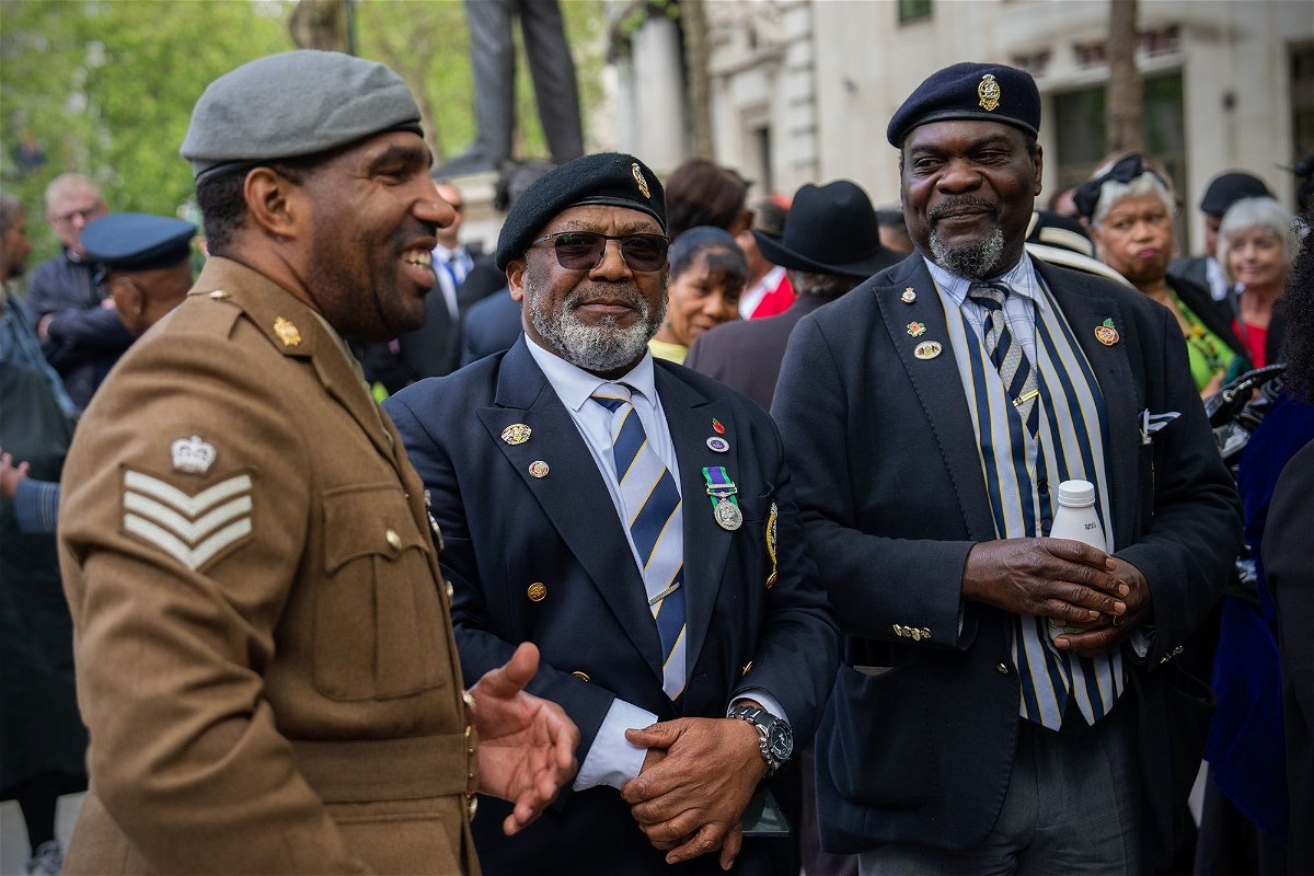 <i>Carl Court/Getty Images</i><br/>Serving and former military personnel queued to attend Brown's funeral on May 25.