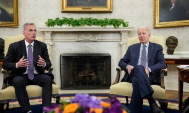 House Speaker Kevin McCarthy meets with resident Joe Biden to discuss the debt limit in the Oval Office of the White House