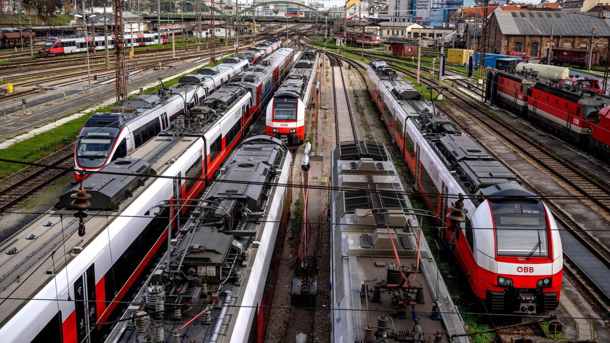 <i>Joe Klamar/AFP via Getty Images</i><br/>A recording of an Adolf Hitler speech play over an Austrian train’s loudspeaker system on Sunday. Pictured is the Westbahnhof railway station in Vienna in 2022.