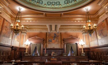 Voters in Pennsylvania will choose a candidate for the state Supreme Court on Tuesday. Pictured is The Supreme Court of Pennsylvania chamber at the Capitol in Harrisburg