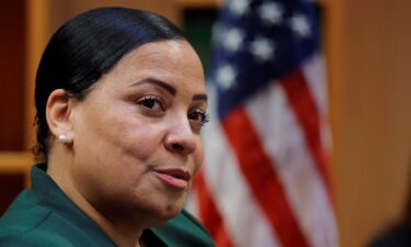 U.S. Attorney for Massachusetts Rachael Rollins talks to reporters shortly after taking office in Boston