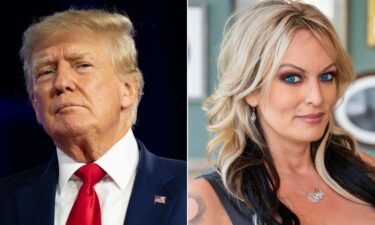 (L-R) Former President Donald Trump and Stormy Daniels are seen here in a split image.