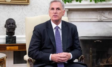 House Speaker Kevin McCarthy speaks during a meeting on the debt ceiling with President Joe Biden