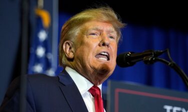 Former President Donald Trump speaks at a campaign rally on April 27 in Manchester