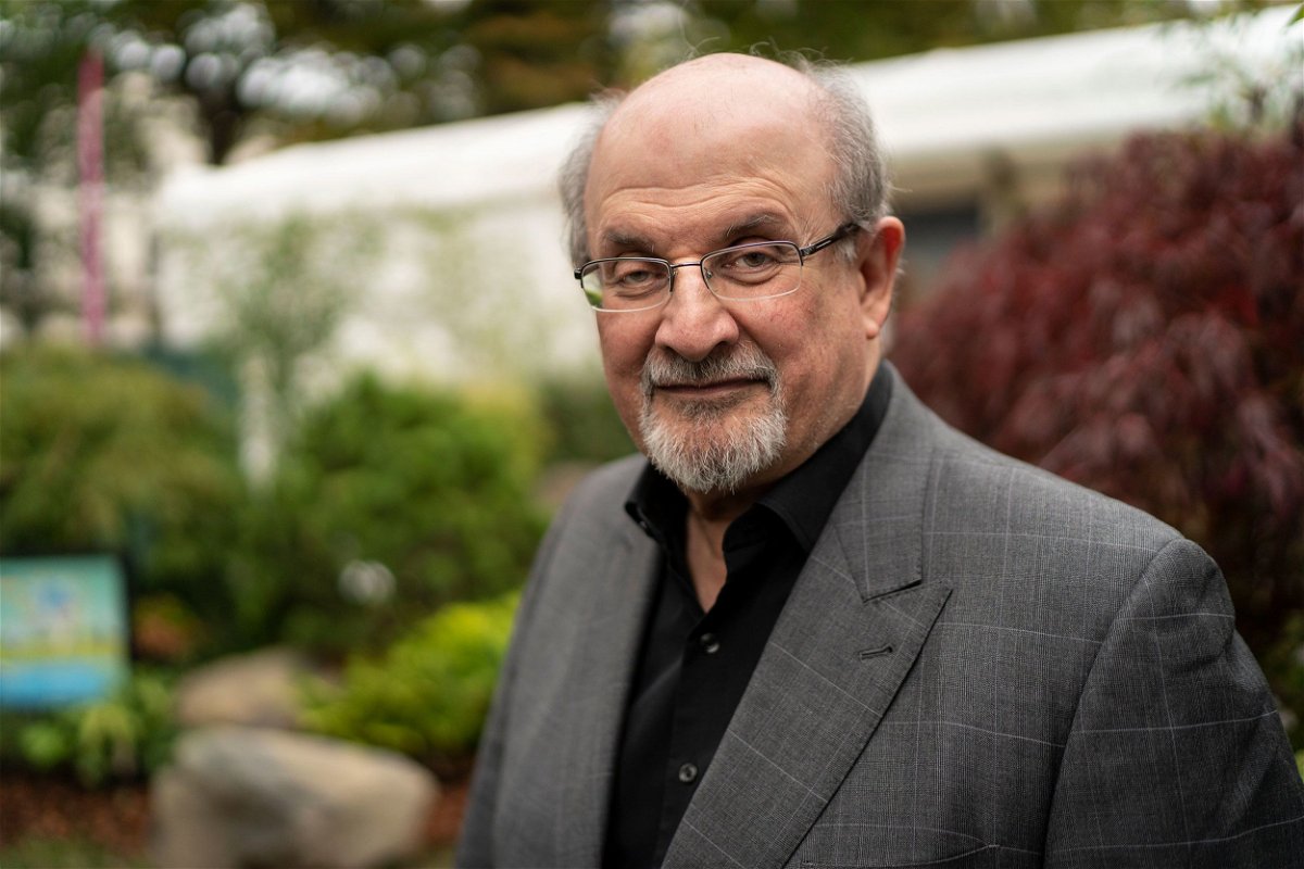 <i>David Levenson/Getty Images</i><br/>Renowned author Salman Rushdie is seen at the Cheltenham Literature Festival in October 2019