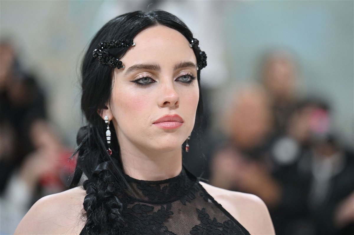 <i>Angela Weiss/AFP/Getty Images</i><br/>Billie Eilish arrives for the 2023 Met Gala on May 1.