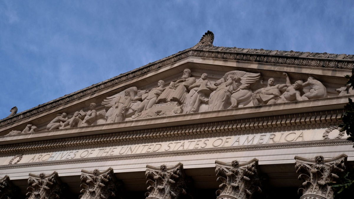 <i>Stefani Reynolds/AFP/Getty Images</i><br/>The National Archives building is seen here on January 28. National Archives officials told the House Intelligence Committee that every administration since President Ronald Reagan has mishandled classified materials.