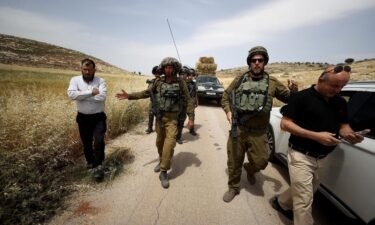Israeli police take security measures at the town of Mugayyir in Ramallah