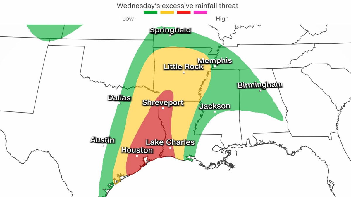 <i>Weather Prediction Center</i><br/>Portions of the Gulf Coast are entering day two of relentless rain Wednesday