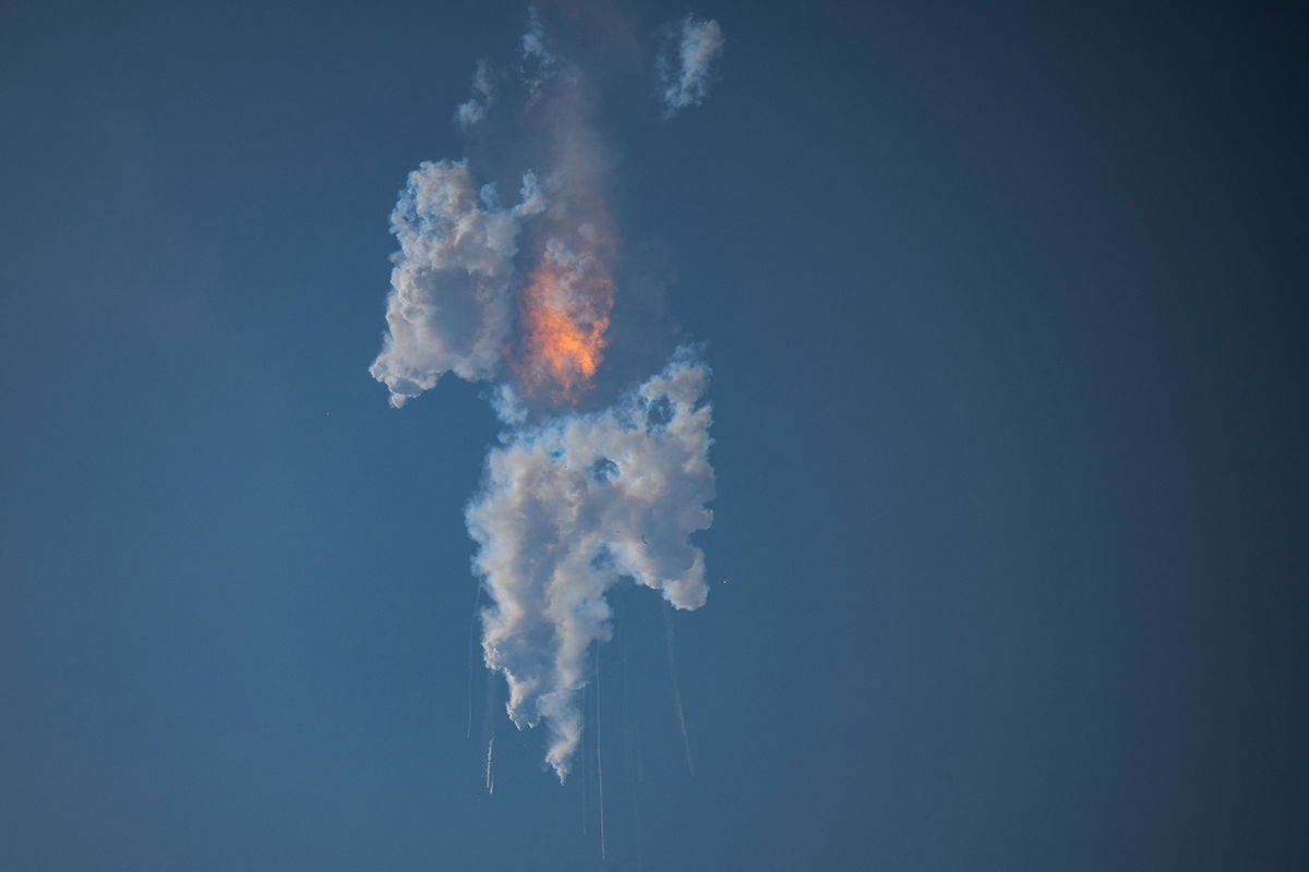 <i>Patrick T. Fallon/AFP/Getty Images</i><br/>The SpaceX Starship exploded after launch for a flight test from Boca Chica