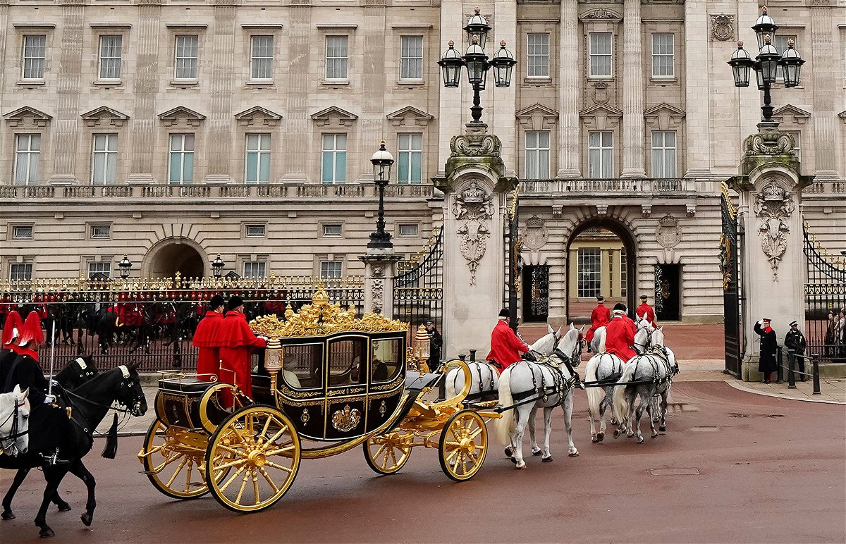 <i>Niklas Halle'n/AFP/Getty Images</i><br/>Britain's Queen Elizabeth II rides in the Diamond Jubilee State Coach in October 2019 as she returns to Buckingham Palace from the Houses of Parliament.