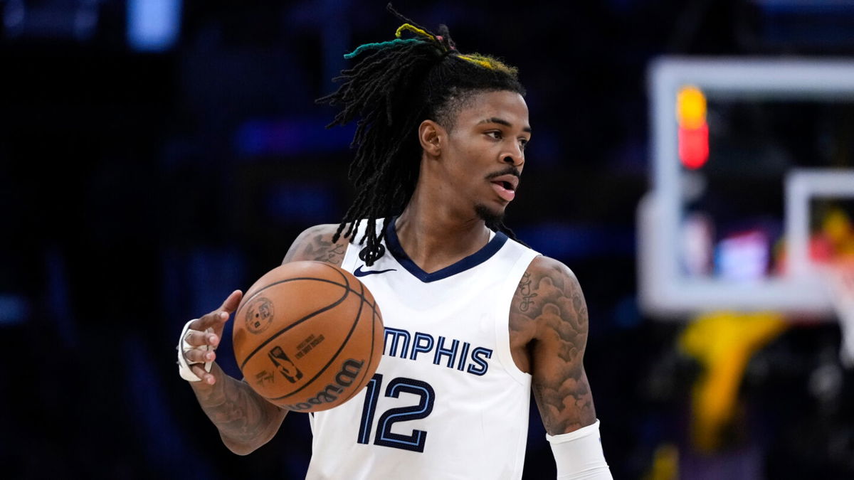 <i>Jae C. Hong/AP</i><br/>Memphis Grizzlies' Ja Morant dribbles during the second half in Game 4 of a first-round NBA basketball playoff series against the Los Angeles Lakers in April in Los Angeles.