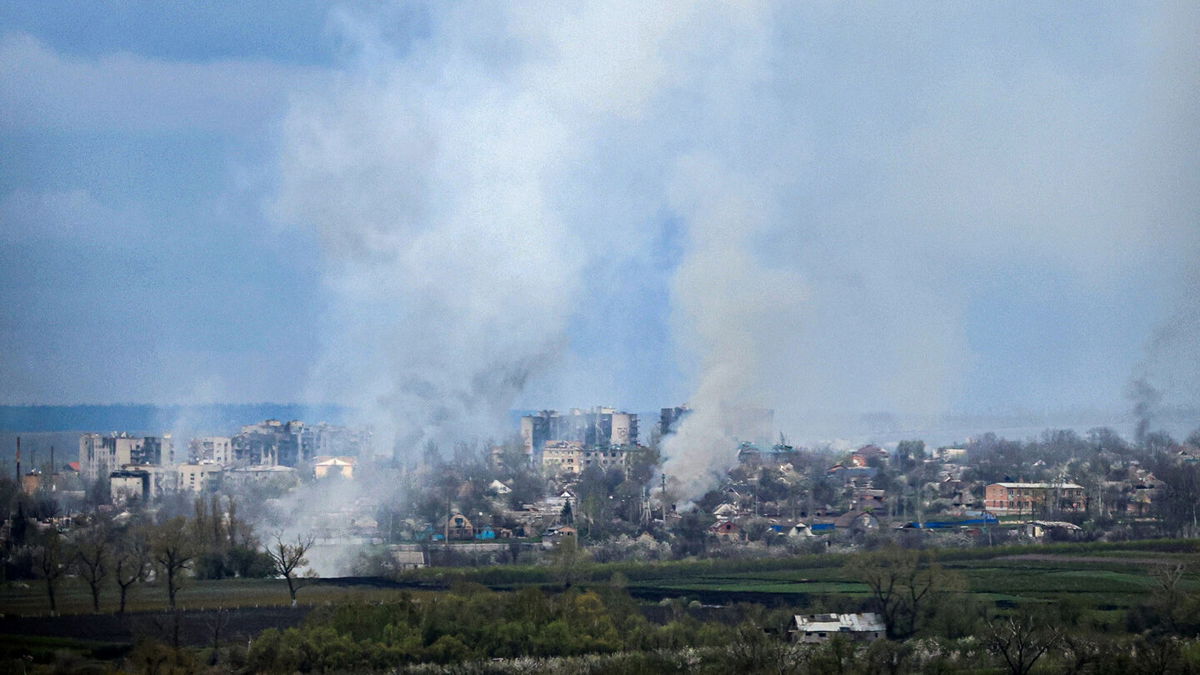 <i>Anatolii Stepanov/AFP/Getty Images</i><br/>A former US Marine was killed on the outskirts of Bakhmut late last week. This image shows fighting in Bakhmut last month.