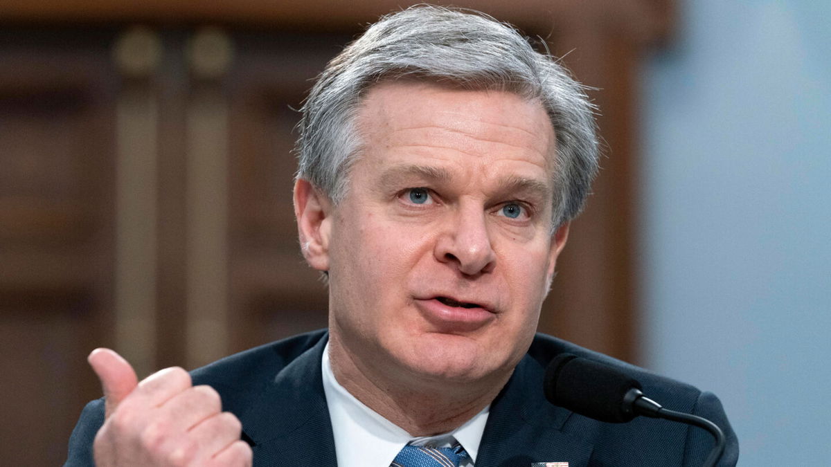 <i>Jose Luis Magana/AP</i><br/>FBI Director Christopher Wray testifies on Capitol Hill in Washington on April 27. The FBI declined on May 10 to provide House Oversight Chairman James Comer with an internal law enforcement document regarding Joe Biden.