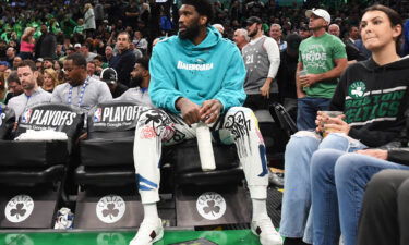 The Sixers stepped up in MVP candidate Embiid's absence. Injured Philadelphia 76ers center Joel Embiid (21) watches the game against the Boston Celtics