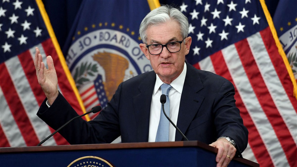 <i>Olivier Douliery/AFP/Getty Images</i><br/>Federal Reserve Board Chair Jerome Powell speaks during a news conference at the Federal Reserve in Washington