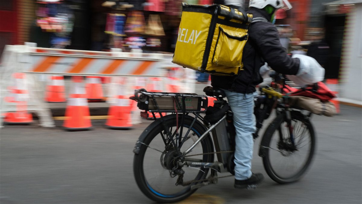 <i>Spencer Platt/Getty Images</i><br/>New York City is known for fast meals but its public spaces are being severely strained by the surge in on-demand deliveries
