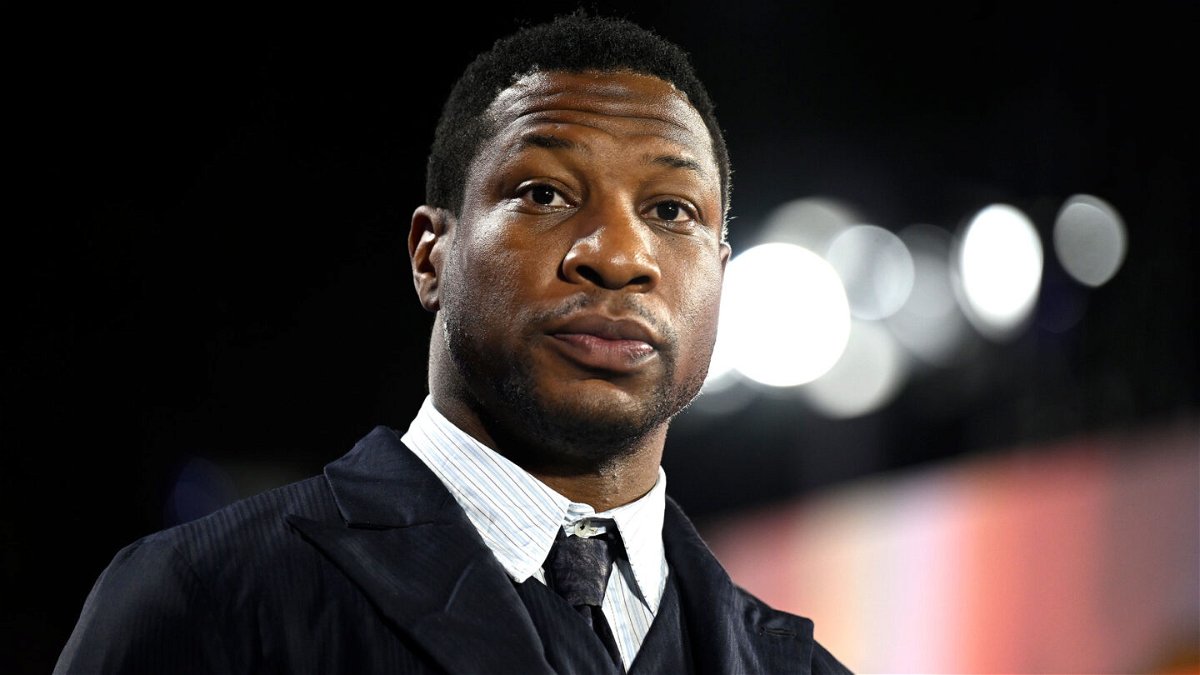 <i>Gareth Cattermole/Getty Images/File</i><br/>Actor Jonathan Majors appeared in court virtually on May 9 for a hearing related to the assault and harassment charges brought against him in March by the Manhattan District Attorney's Office. Majors is seen here in February.