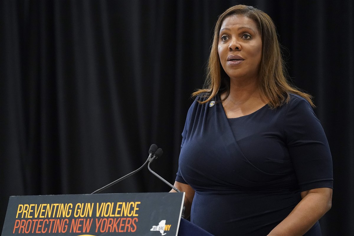 <i>Mary Altaffer/AP/FILE</i><br/>New York Attorney General Letitia James's office has brought a lawsuit against a Georgia-based gun component maker regarding the deadly mass shooting at a Buffalo grocery store in May 2022.