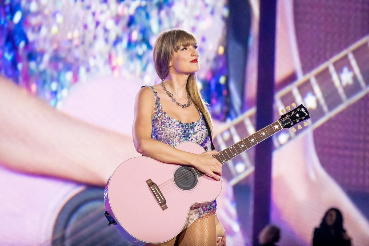 <i>Terence Rushin/TAS23/Getty Images</i><br/>Taylor Swift performs onstage during The Eras Tour at Mercedes-Benz Stadium on April 28
