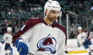 Colorado Avalanche's Andrew Cogliano looks on before Game 4 against the Seattle Kraken.