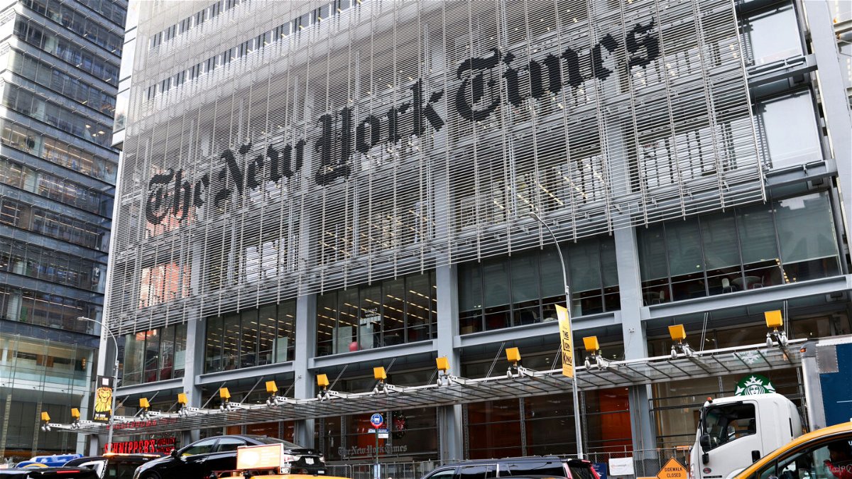 <i>Julia Nikhinson/AP</i><br/>The New York Times headquarters is seen here in December 2022. A New York judge dismissed a 2021 lawsuit that former President Donald Trump brought against the New York Times and its journalists over the disclosure of his tax information.