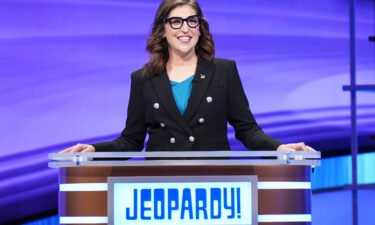 Mayim Bialik on the set of "Celebrity Jeopardy!"