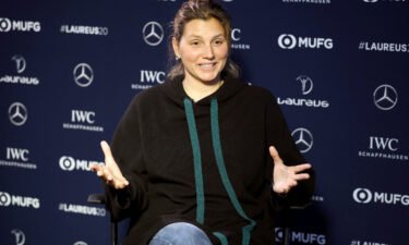 Maya Gabeira speaks at the Laureus World Sports Awards in Berlin in February 2020.