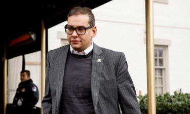 Rep. George Santos leaves a GOP caucus meeting on Capitol Hill on January 25 in Washington