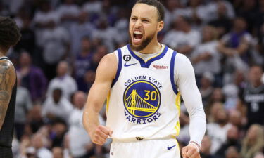 Steph Curry celebrates during the third quarter in Game 7.