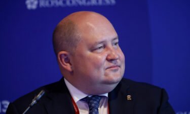 Governor of Sevastopol Mikhail Razvozhaev at a session of the St. Petersburg International Economic Forum in Russia on June 16