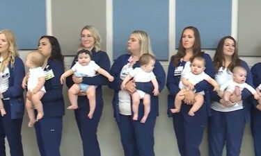 16 maternity ward nurses who were all pregnant at the same time held a baby boom reunion.