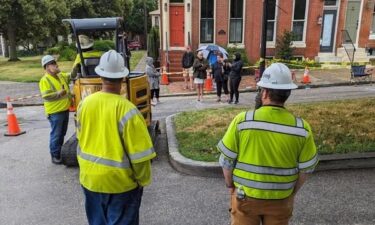 Three Baltimore residents protesting the installation of exterior gas equipment were arrested in Federal Hill on Thursday afternoon.