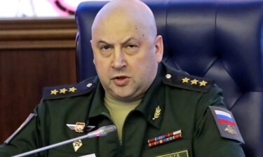 Colonel General Sergei Surovikin is pictured here at a briefing in the Russian Defense Ministry in Moscow