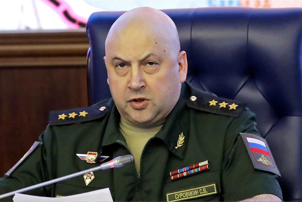 <i>Pavel Golovkin/AP</i><br/>Colonel General Sergei Surovikin is pictured here at a briefing in the Russian Defense Ministry in Moscow