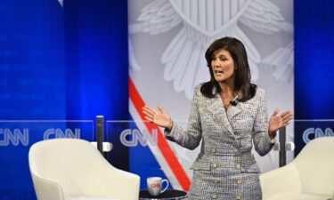 Nikki Haley participates in a CNN Republican Town Hall moderated by CNN's Jake Tapper at Grand View University in Des Moines