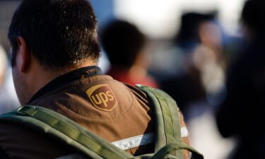 UPS workers and Teamsters members during a rally outside a UPS hub in the Brooklyn borough of New York