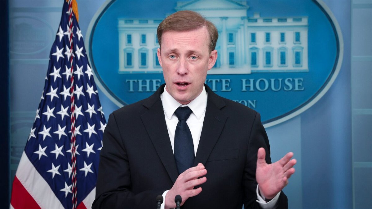 <i>Win McNamee/Getty Images</i><br/>National Security Advisor Jake Sullivan speaks during the daily briefing at the White House on April 24 in Washington