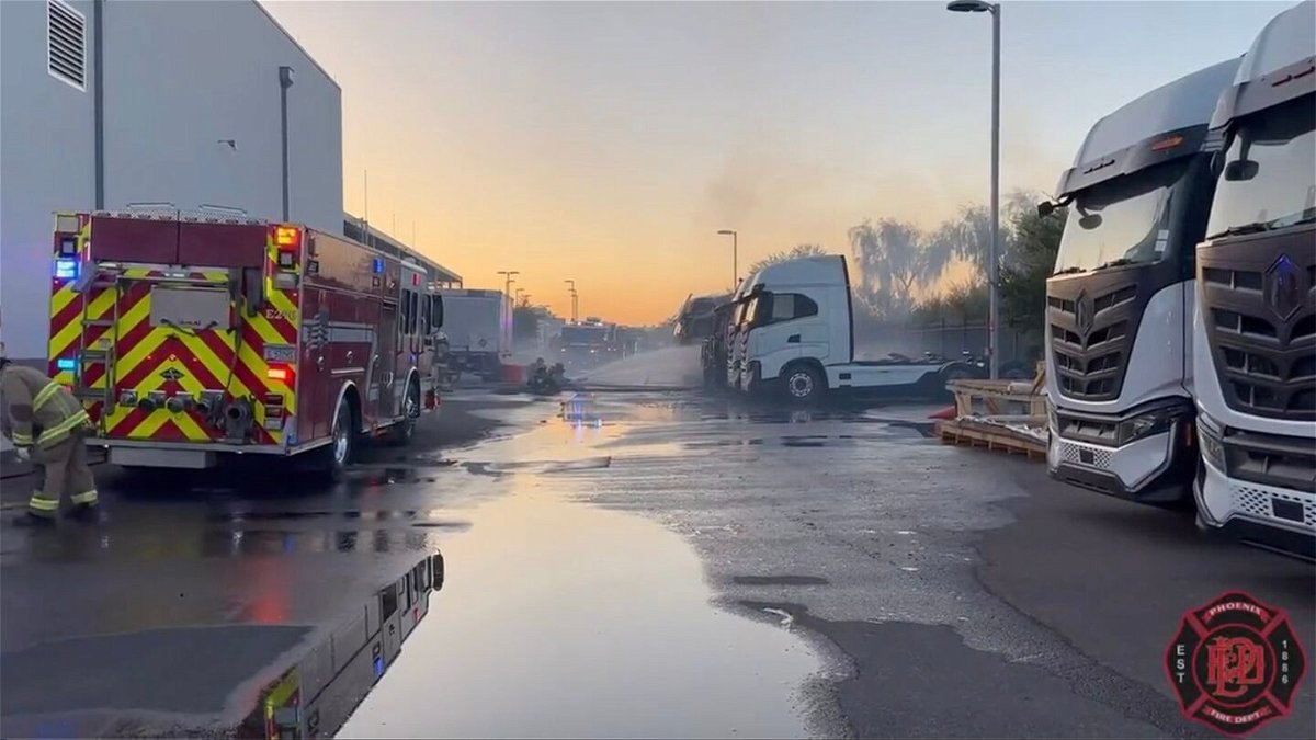 <i>From Phoenix Fire Dept./Twitter</i><br/>The aftermath of a fire at Nikola headquarters in Phoenix