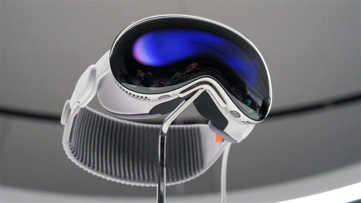 <i>Loren Elliott/Reuters</i><br/>Apple's Vision Pro headset is on display at Apple's annual Worldwide Developers Conference at the company's headquarters in Cupertino