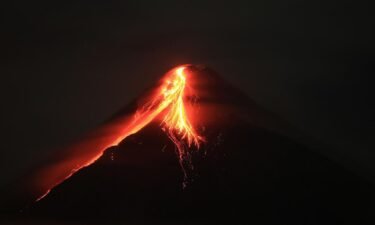 Mount Mayon spews lava during an eruption near Legazpi city in Albay province