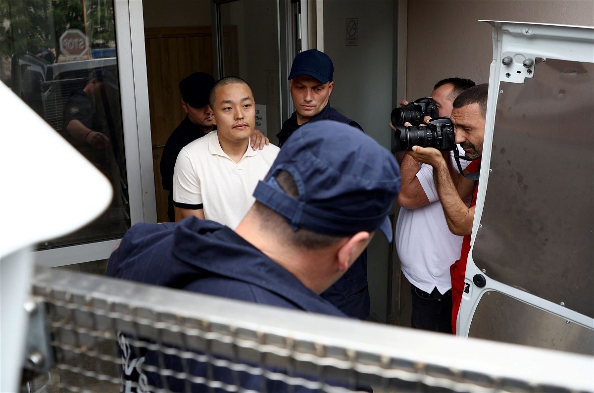 <i>Filip Filipovic/Getty Images</i><br/>Do Kwon is taken outside of court on June 16