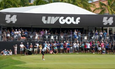 Brooks Koepka putts on the 18th green during a LIV Golf event on October 30