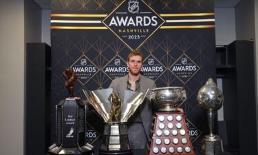 Connor McDavid poses with the Ted Lindsay Award