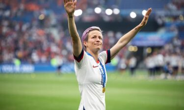 Rapinoe celebrates having won the 2019 Women's World Cup.